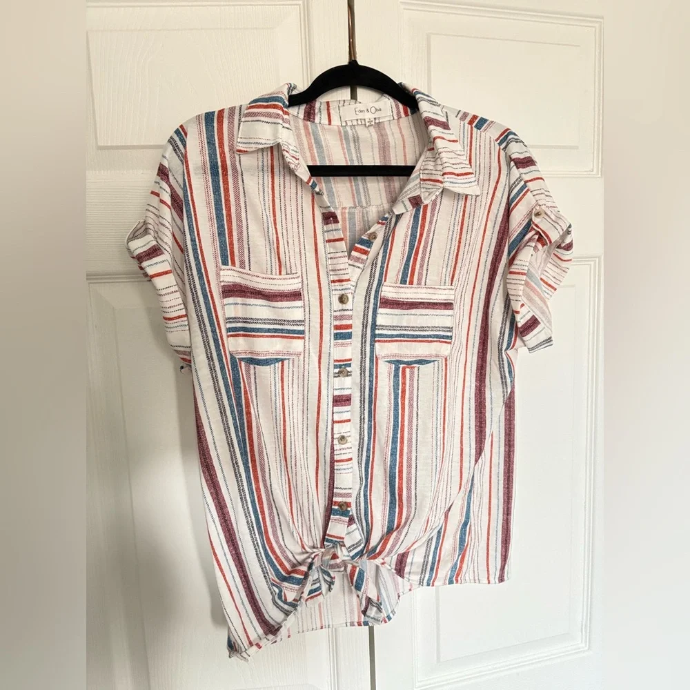 Eden & Olivia Multicolor Striped Button-Down Shirt - Picture 1 of 3